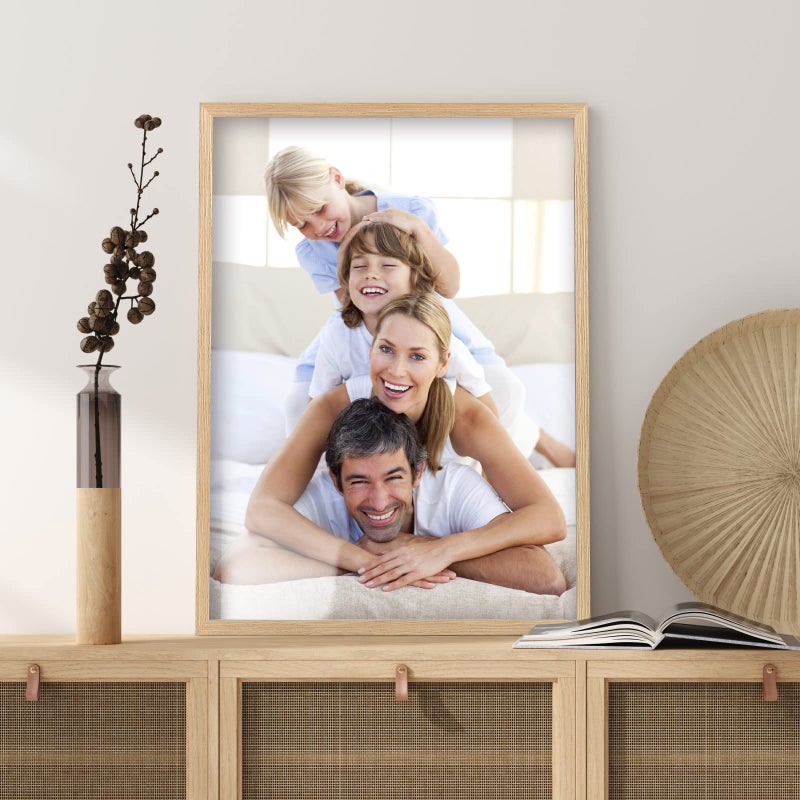Yaetm 12x16 Picture Frame with Mat for 8.5x11 Set of 2, Natural Solid Oak Wood Frame 12x16 for Photos, Posters & Art Prints, for Horizontal and Vertical Wall Mount (2 pack, Oak) - Image 5