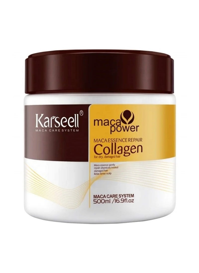 Karseell Karseell Collagen Hair Treatment Deep Repair Conditioning Argan Oil Collagen Hair Mask Essence for Dry Damaged Hair All Hair Types 16.90 oz 500ml  - Image 1
