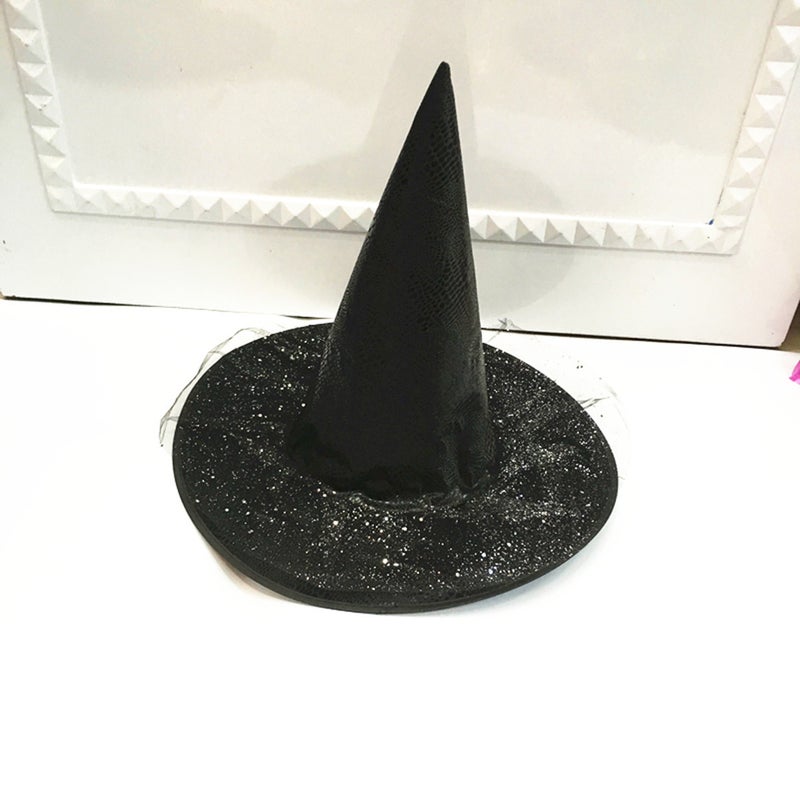 Halloween Hat Kids Adult Prom Party Supplies Cosplay Magician Hat Leather Mesh Witch Hat - Image 1