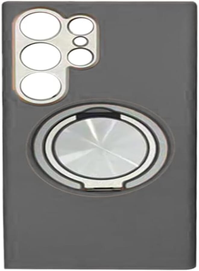 Next Store Leather Case Luxury Stylish Protective Cover Compatible with Samsung Galaxy S23 Ultra with Lens Protector - Ring Magnetic Stand - Supports Wireless Charging (Light Grey)