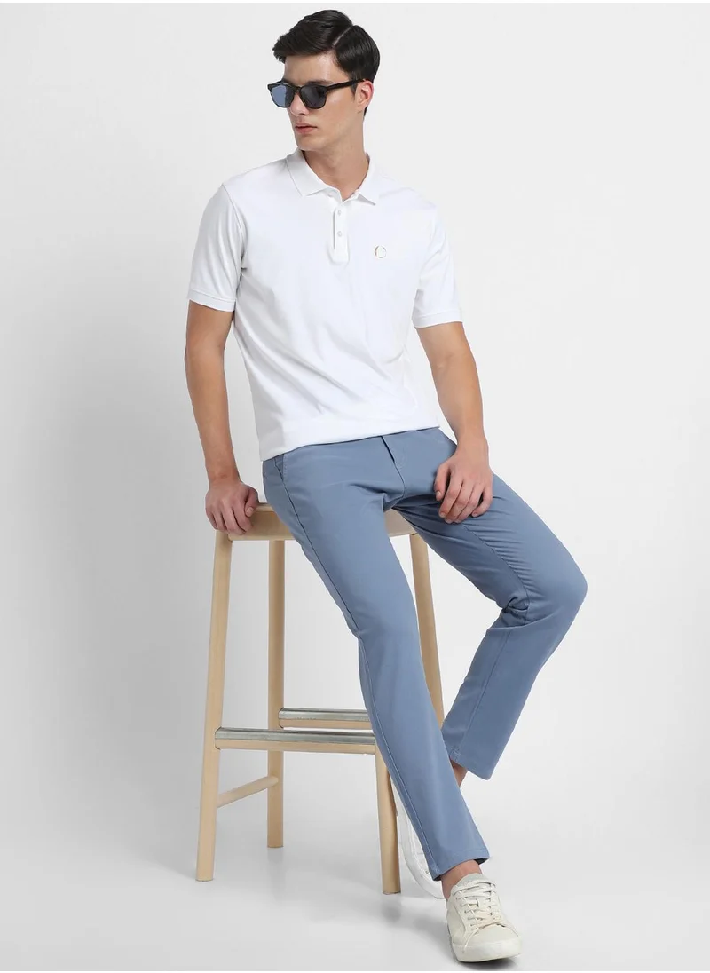 دينيس لينغو Regular Fit Steel Blue Chinos Pants For Men