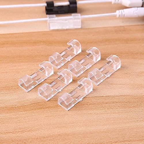 Parshya Cable Clips Desk Organizer Self-Adhesive Multipurpose Drop Wire Holder Plastic Cord Management Clips for Office and Home Transparent Color (Pack of 32 Pcs) - Image 1