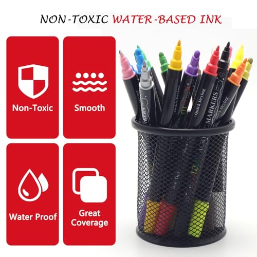 Vitoler Acrylic Paint Markers,18pcs Paint Pens, Acrylic Markers Sets With Brush Tip and Dot Tip for Kids Rocks Wood, Art Supplies - Image 3