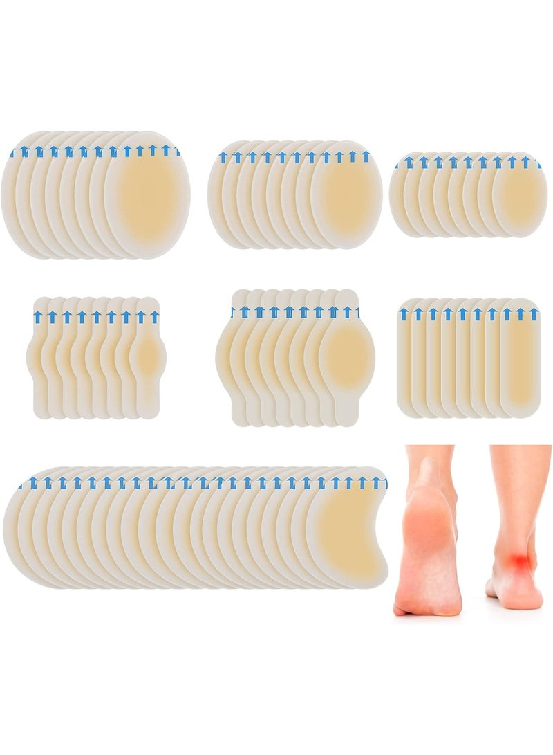 لاصقات هيدروكولويد للكعب - 68 قطعة: ضمادة مائية عازلة مضادة للماء والالم، رقائق حماية الكعب للوقاية من البثور وعلاج الاحتكاك في القدم وأصابع القدم مع الشفاء السريع - Image 1