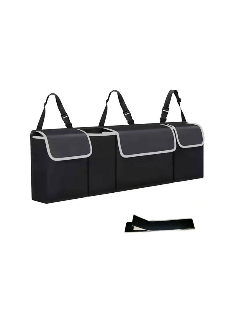 BLOOMING TIME Car Trunk Hanging Organizer, Backseat Storage Bag 3 Adjustable Shoulder Straps Foldable Car Trunk Grocery Organizer Accessories for Car SUV Van - Image 1