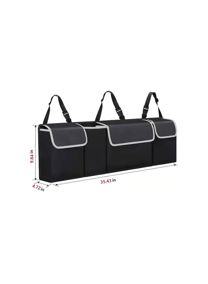 BLOOMING TIME Car Trunk Hanging Organizer, Backseat Storage Bag 3 Adjustable Shoulder Straps Foldable Car Trunk Grocery Organizer Accessories for Car SUV Van - Image 3