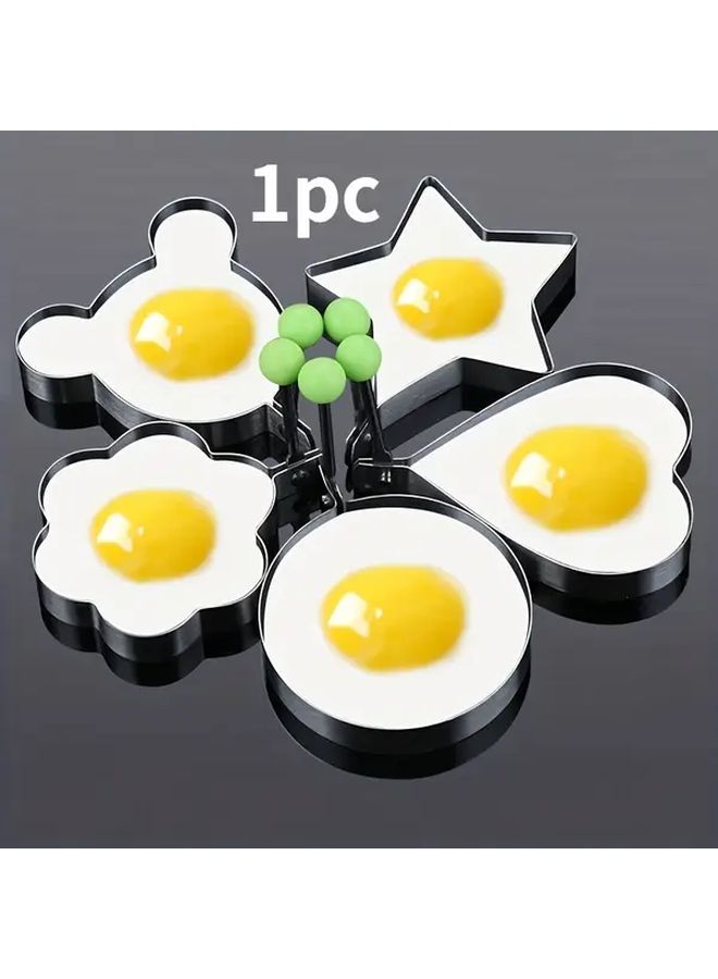 1 قطعة من قالب بيض مقلي من الفولاذ المقاوم للصدأ على شكل نجمة، أداة طهي بيض غير لاصقة، إكسسوار المطبخ لوجبة الإفطار، حلقة بيض متينة، طاهي بيض مسلوق - Image 1