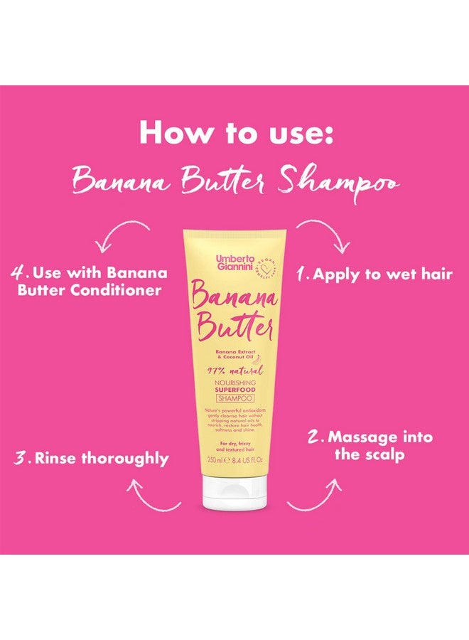 Umberto Giannini Banana Butter Nourishing Superfood Shampoo, Vegan & Cruelty Free Moisturising Formula for Dry, Textured or Frizzy Hair - Image 2