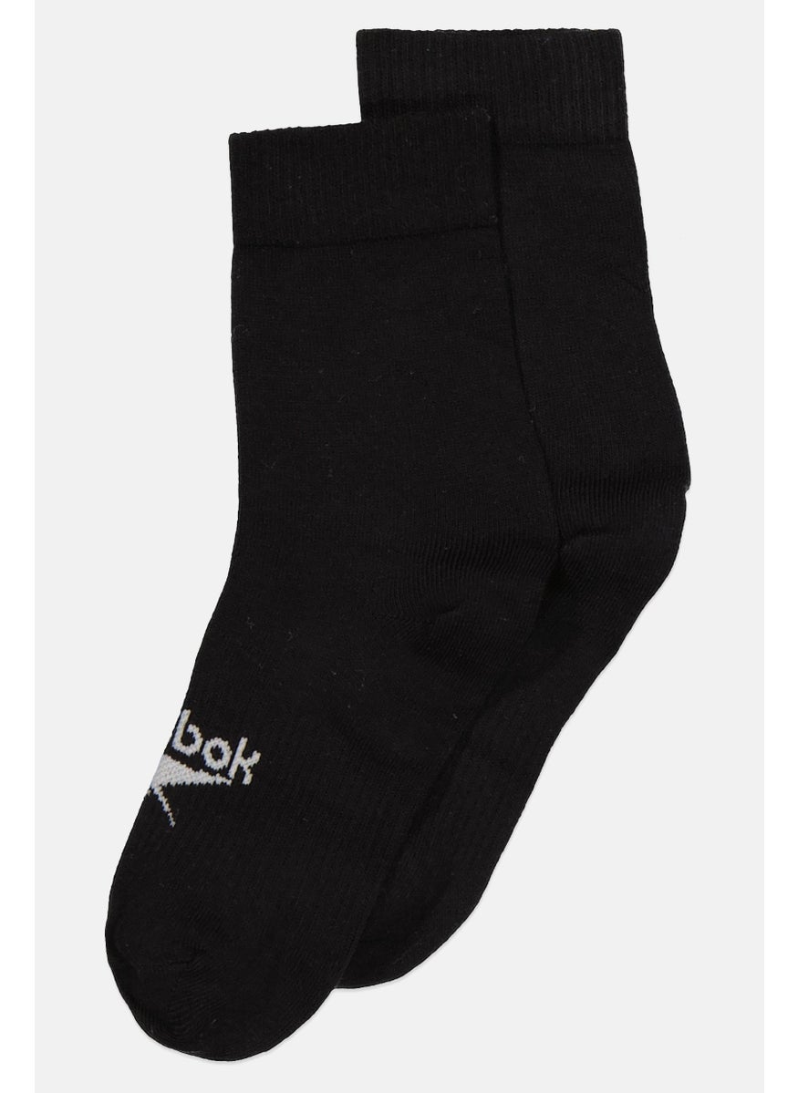 Reebok Men 1 Pair Brand Logo Mid Crew Sock, Black 