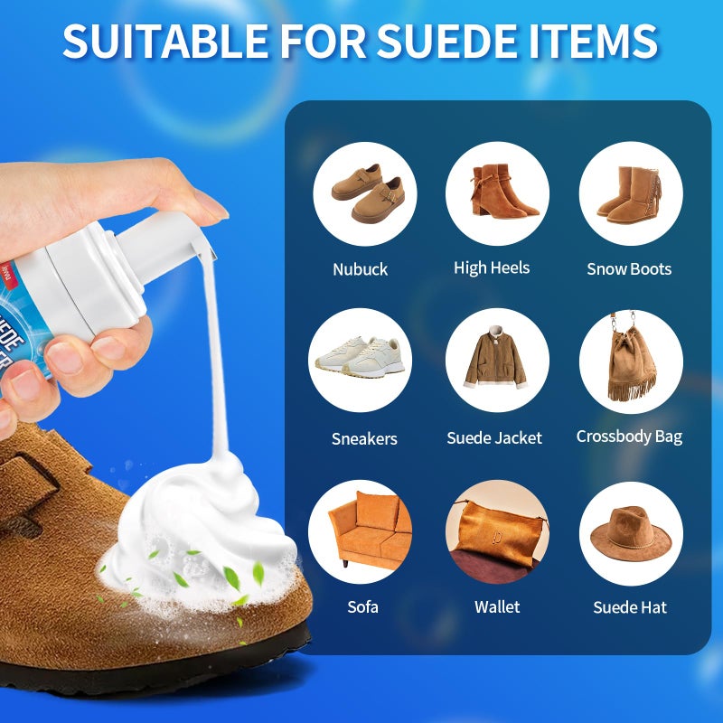 Jevvu Suede Shoe Cleaner, 6.76 fl oz Suede and Nubuck Cleaning Kit with Brush & Towel, Removes Dirt & Stains for Shoes - Image 5