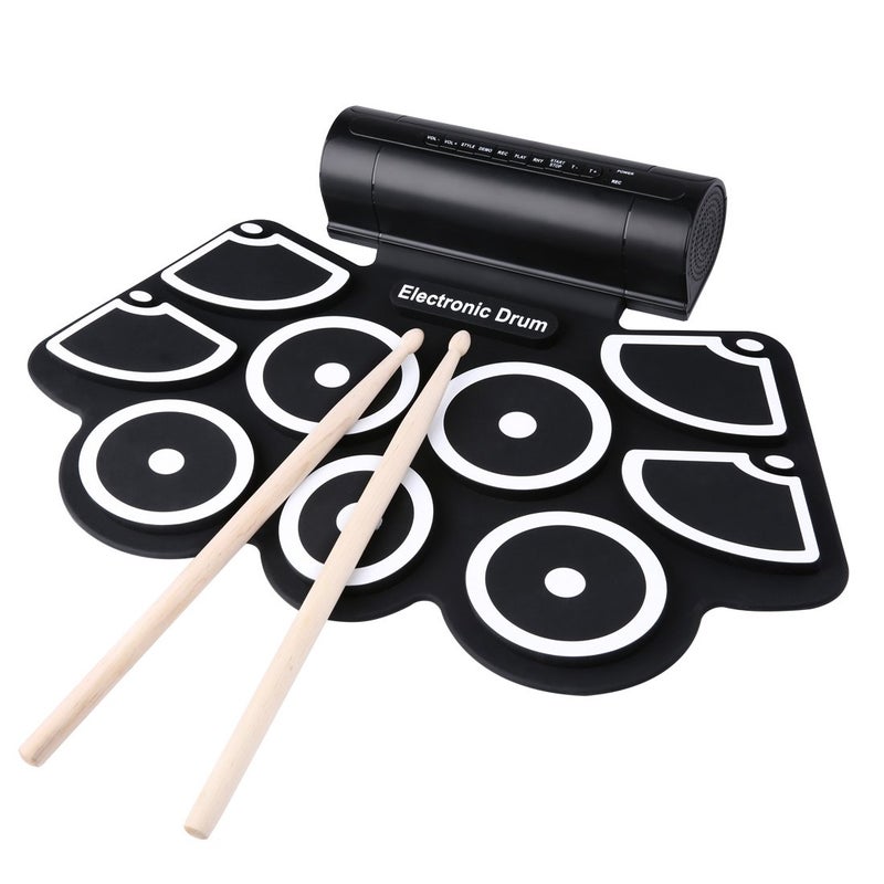 VikriDa 9 pad Electronic Roll up Drum with Built-in Speaker and 2 Foot Pedals and 2 Drum Stick - Image 3