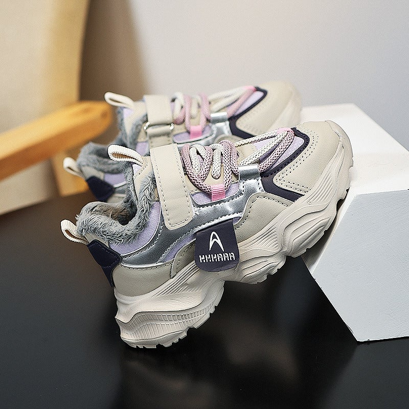 Children'S Sneaker 24 Men'S And Women'S Leather Fleece-Lined Student Shoes Dad Shoes Fashion Casual Shoes A Generation Of Hair - Image 3