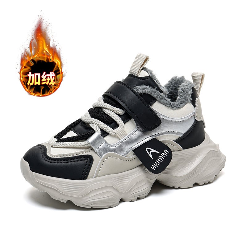 Children'S Sneaker 24 Men'S And Women'S Leather Fleece-Lined Student Shoes Dad Shoes Fashion Casual Shoes A Generation Of Hair - Image 1
