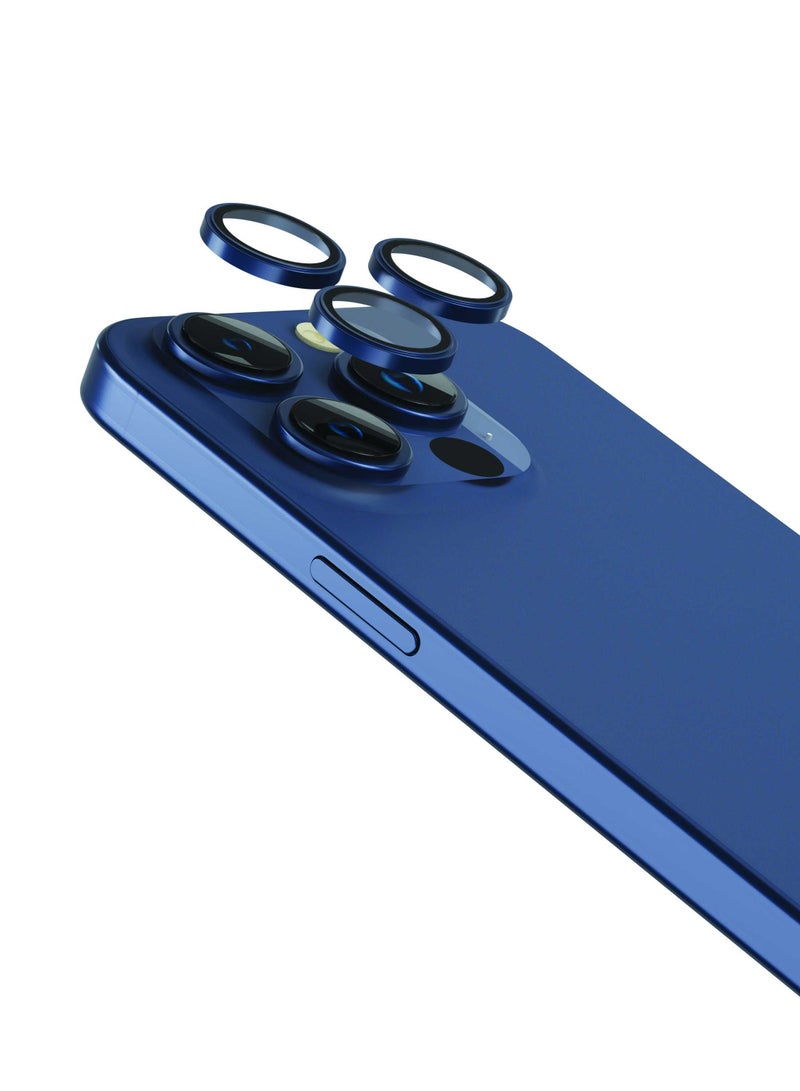 LEVELO Lucent Trio 9H Hardness Camera Lens Protector for iPhone 15 Pro / Pro Max - Blue  - Image 1