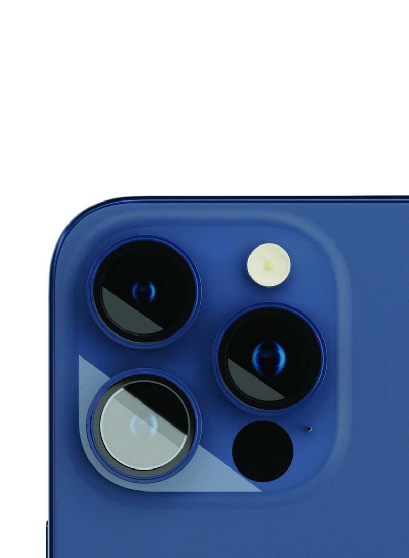 LEVELO Lucent Trio 9H Hardness Camera Lens Protector for iPhone 15 Pro / Pro Max - Blue  - Image 2
