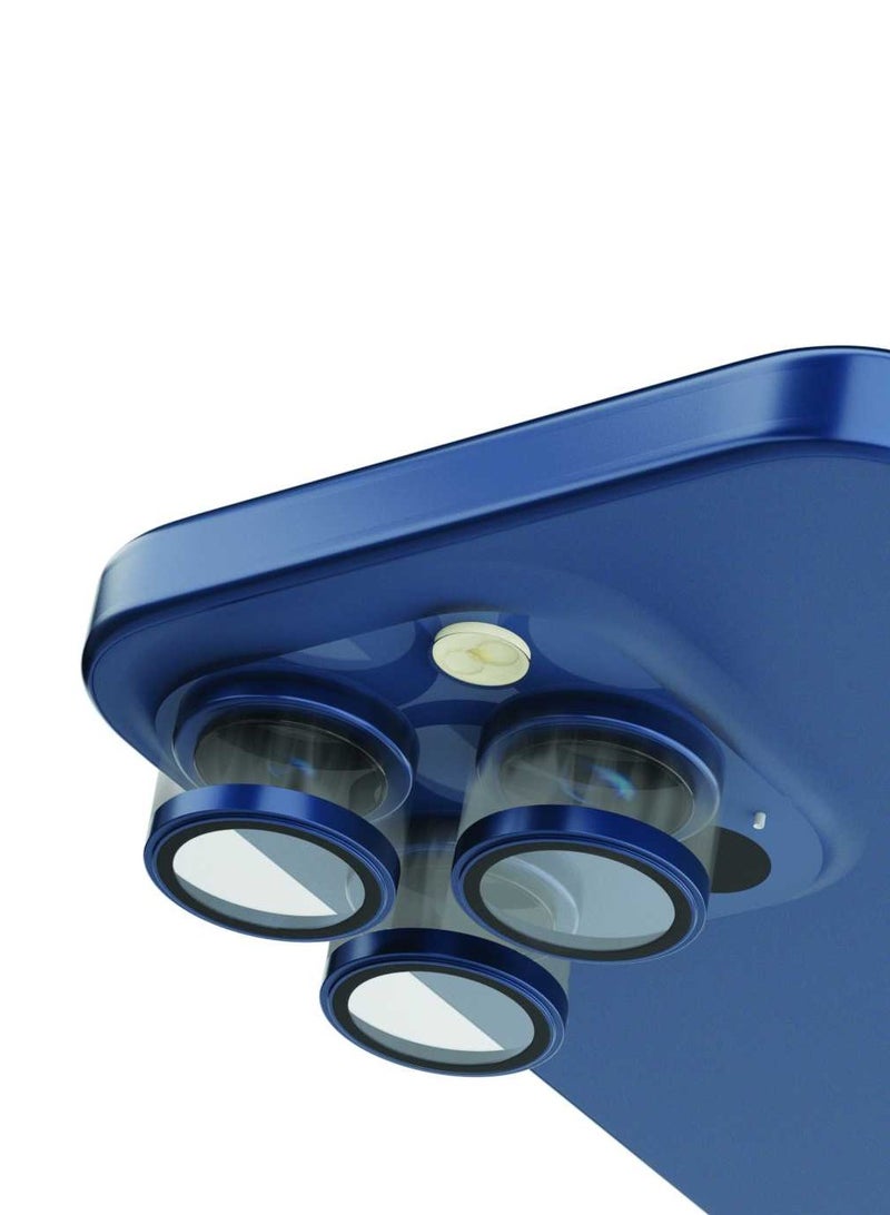 LEVELO Lucent Trio 9H Hardness Camera Lens Protector for iPhone 15 Pro / Pro Max - Blue  - Image 4