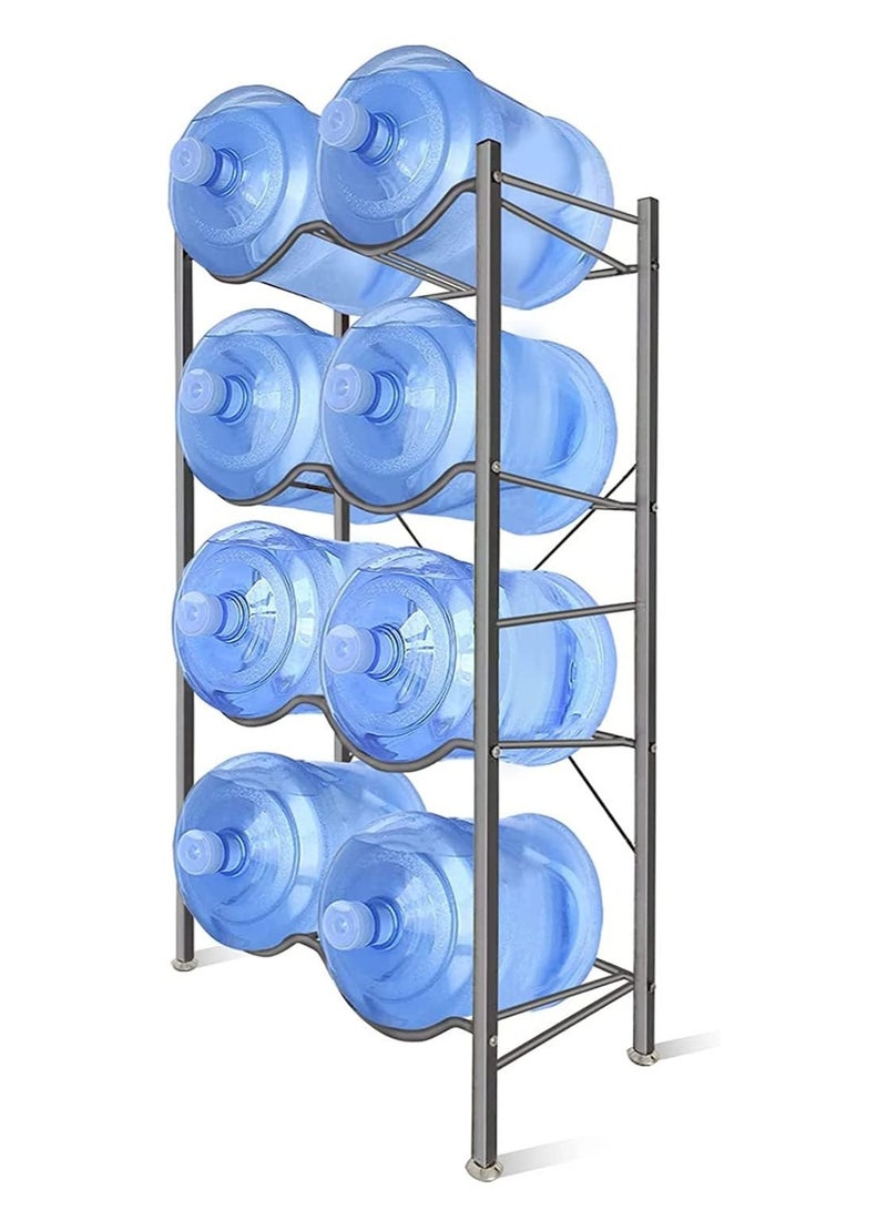 DubaiGallery Steel Water Bottle Storage Rack 4 Tier For 8 Bottles Gallon Jar Cane Jug Holder Cooler Organizer Shelf Stand For Home Kitchen Office Garages Restaurant Gym - Image 1