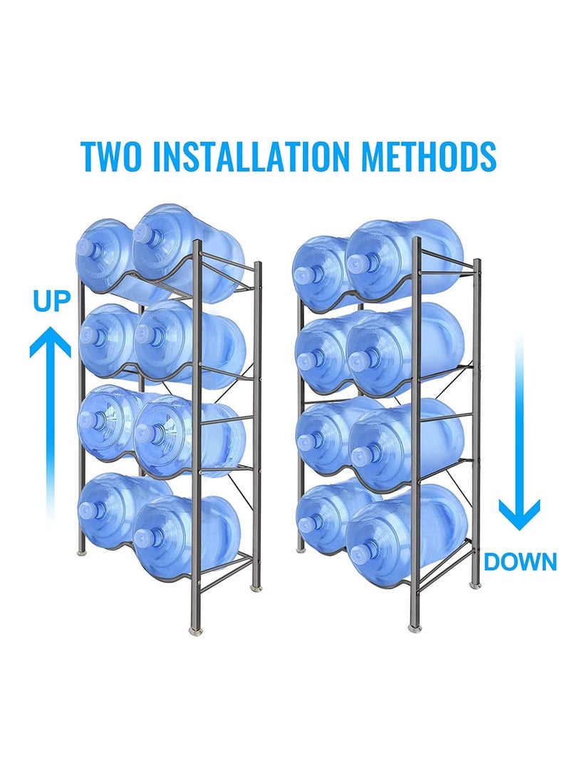 DubaiGallery Steel Water Bottle Storage Rack 4 Tier For 8 Bottles Gallon Jar Cane Jug Holder Cooler Organizer Shelf Stand For Home Kitchen Office Garages Restaurant Gym - Image 2