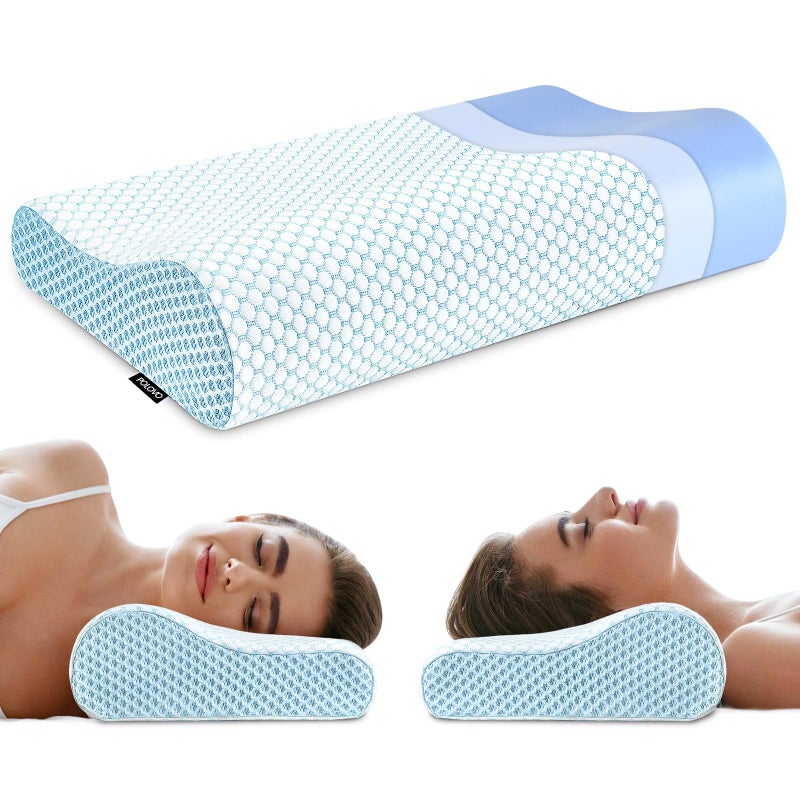 Polovo Memory Foam Bed Pillow for Sleeping, Ergonomic Cervical Contour Neck Support Orthopedic Pillow for Side Back Stomach Sleeper, Neck and Shoulder Pain - Image 1