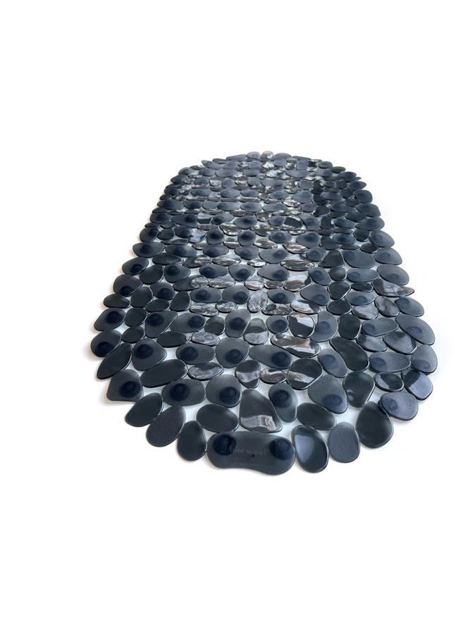 Tike Smart “Pebbles” Non-Slip Bathtub & Shower Mat 27”x14” Oval - Non-Toxic - Safe, Clean, Machine-Washable, Superior Grip & Drainage, Vinyl, for Smooth Floors ONLY, Transparent Black - Image 3