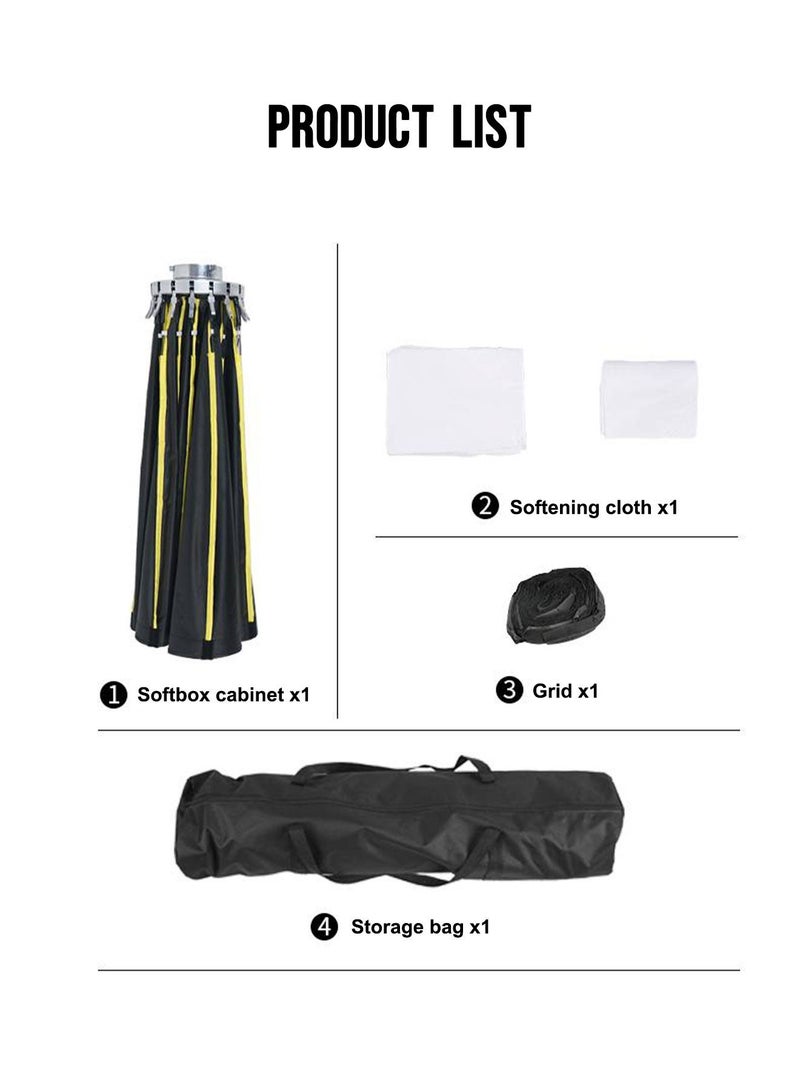 Glanfen 90cm / 35" Deep Parabolic Softbox with Honeycomb Grid, Quick-Release Aluminum Bowens Mount Softbox with Dual-Layer Diffuser & Carrying Bag for COB LED Video Light, Studio Flash, Photography - Image 2