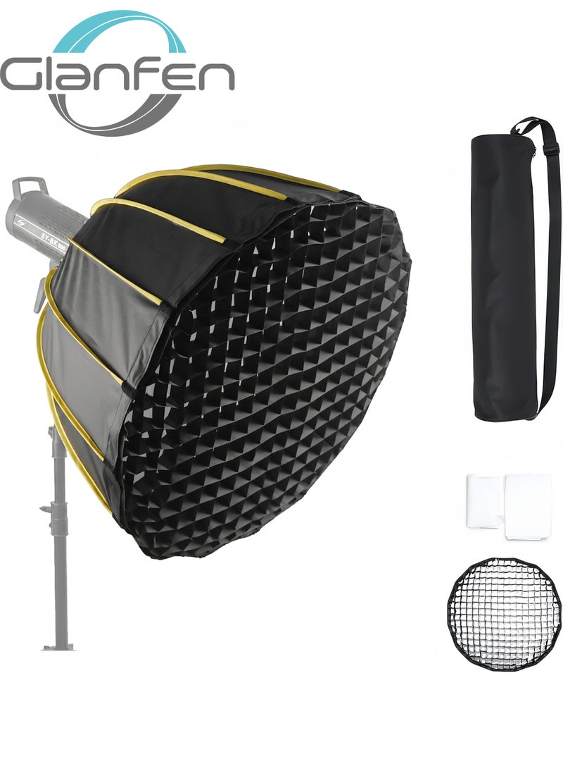 Glanfen 90cm / 35" Deep Parabolic Softbox with Honeycomb Grid, Quick-Release Aluminum Bowens Mount Softbox with Dual-Layer Diffuser & Carrying Bag for COB LED Video Light, Studio Flash, Photography - Image 1