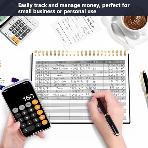 HAUTOCO Accounting Ledger Book A5 Horizontal Ledger Books for Small Business Bookkeeping Expense Tracker Notebook for Home Budget Tracking Personal Finance Log Journal 8.3 x 6.2'', Black - Image 3