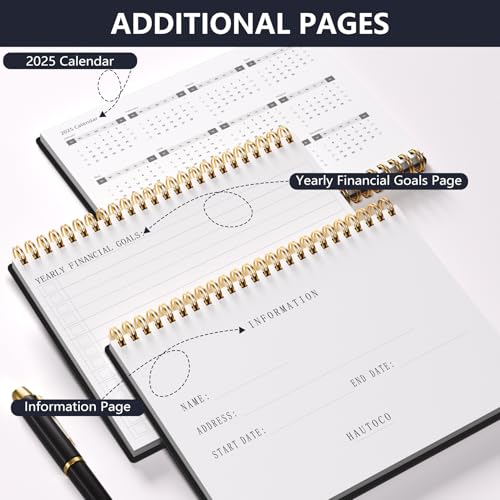 HAUTOCO Accounting Ledger Book A5 Horizontal Ledger Books for Small Business Bookkeeping Expense Tracker Notebook for Home Budget Tracking Personal Finance Log Journal 8.3 x 6.2'', Black - Image 4
