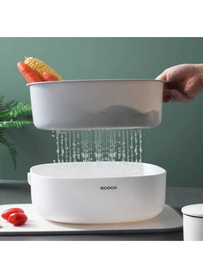 إيكوكو سلة مصفاة خضراوات عالية الجودة - مصفاة متينة أو بلاستيكية بمقابض مريحة وفتحات تصريف - مثالية لغسل وشطف وتصفية الفواكه والخضروات والمعكرونة - Image 2