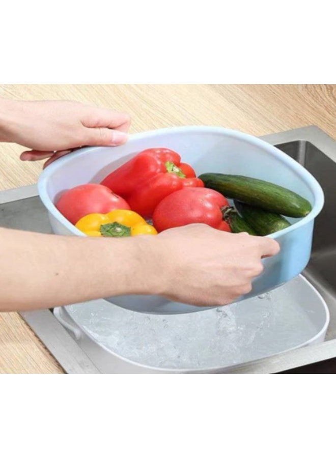 إيكوكو سلة مصفاة خضراوات عالية الجودة - مصفاة متينة أو بلاستيكية بمقابض مريحة وفتحات تصريف - مثالية لغسل وشطف وتصفية الفواكه والخضروات والمعكرونة - Image 5