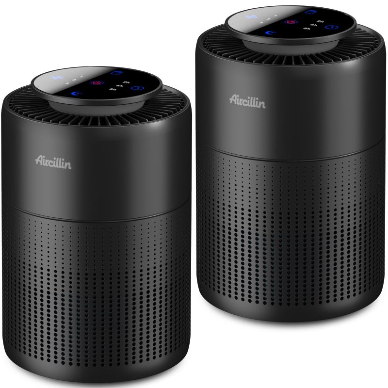 Aircillin 2 Pack Air Purifiers for Home Bedroom H13 True HEPA Air Filter Cleaner, Odor Eliminator, Remove Smoke Dust Pollen Pet Dander, Night Light For Home Living Room Dorm, Quiet 24dB Filtration System - Image 1