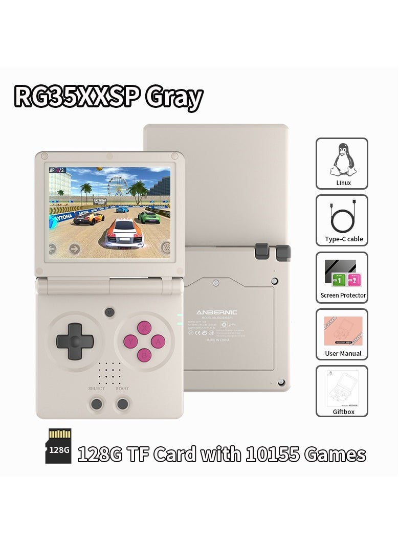 ANBERNIC  - RG35XXSP Retro Flip Handheld Game Console, 3.5-inch IPS Screen, Linux H700 Video Game Player, Support Streaming WIFI Bluetooth (Grey, 128G) - Image 1