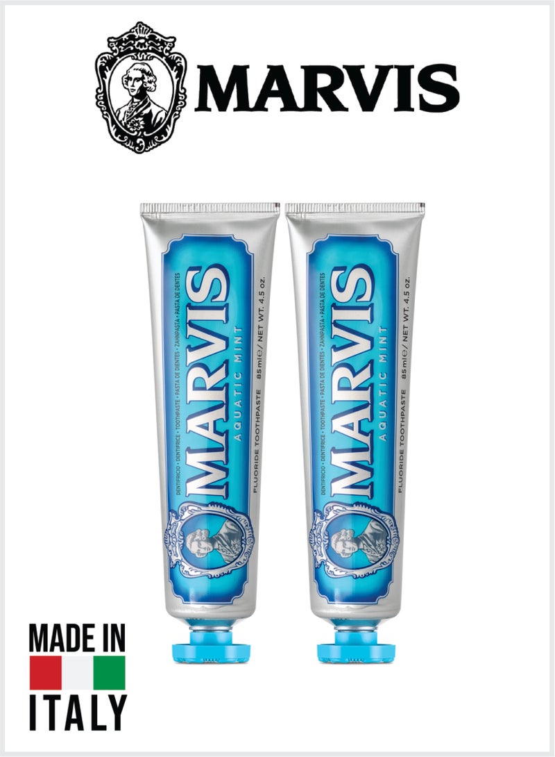 Marvis Aquatic Mint Toothpaste Refreshing Mint Flavor Fluoride Toothpaste 85ml Pack Of 2 - Image 1