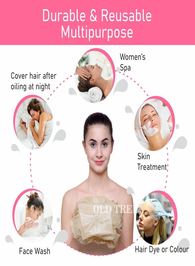 أولد تري أغطية استحمام قابلة لإعادة الاستخدام من أولد تري - عبوة من 3 قطع | أغطية استحمام مطبوعة متنوعة مقاومة للماء مع مطاط ناعم | حماية متينة ومريحة للشعر أثناء الاستحمام، والمنتجعات الصحية، ووضع المكياج، والسفر (متنوعة) - Image 4