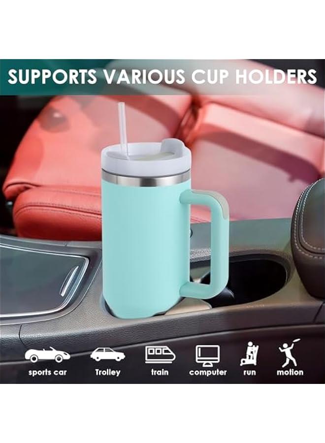 40oz Tumbler with Handle Straw Lid, Stainless Steel Vacuum Insulated Reusable Travel Mug Keep Drinks Cold Ice Gym Cup, Gifts for Women Men Lovers, Car Holder Friendly, Mint Green - Image 3