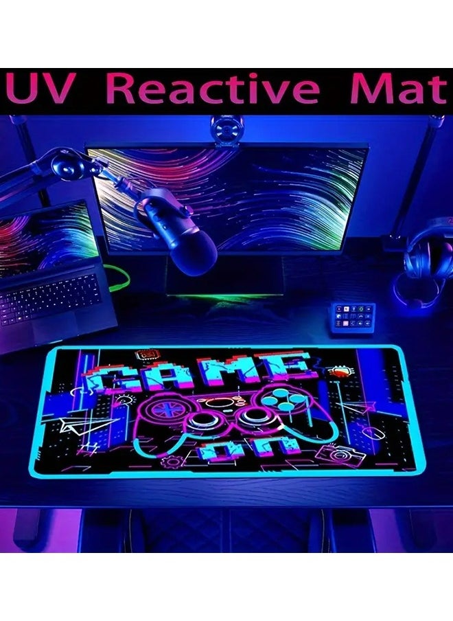 Generic Large E-Sports Gaming Mouse Pad, Thickened Fluorescent Game Pattern Printed Desk Mouse Pad, Black Anti-Slip UV Mouse Pad, Washable Rubber Material Mouse Pad  - Image 3