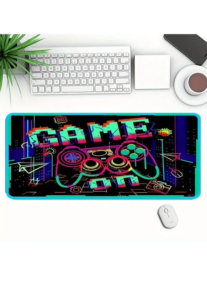 Generic Large E-Sports Gaming Mouse Pad, Thickened Fluorescent Game Pattern Printed Desk Mouse Pad, Black Anti-Slip UV Mouse Pad, Washable Rubber Material Mouse Pad  - Image 2