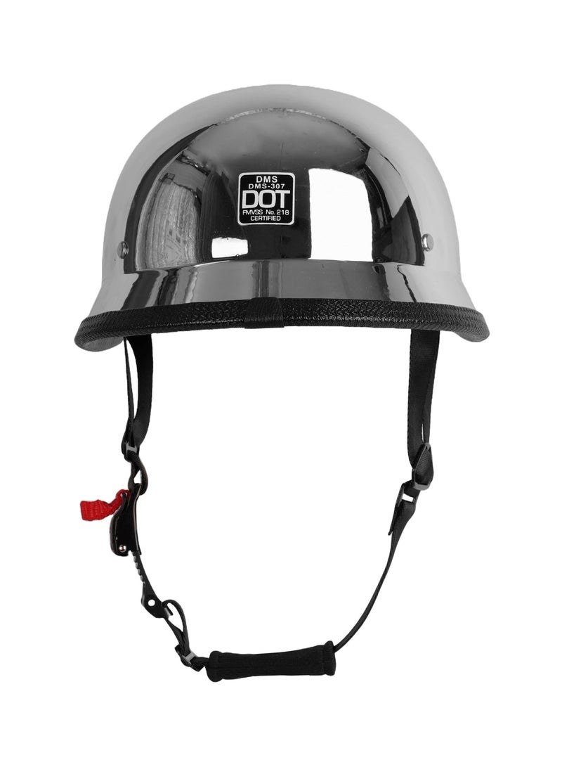 Retro Half Face Motorcycle Retro Style Helmet, Breathable and comfortable Chrome German Style Motorcycle Helmet - Image 2