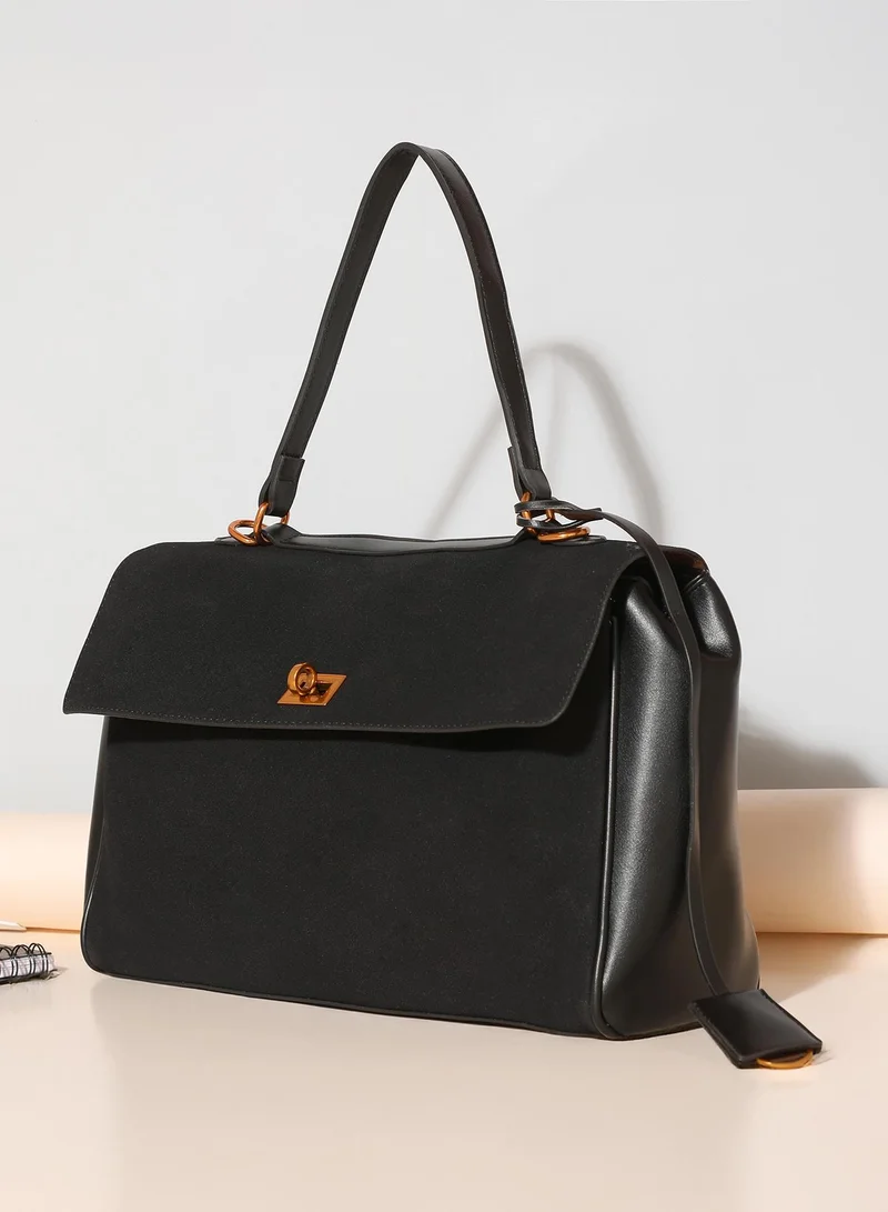 Haute Sauce Structured Flap Turn-Lock Handbag
