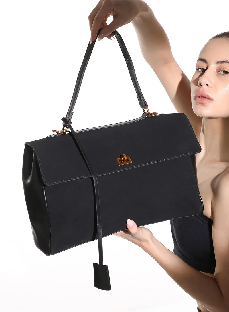 Haute Sauce Structured Flap Turn-Lock Handbag