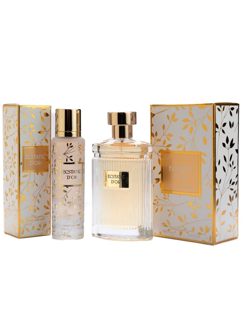 ECSTATIC D'OR Ecstatic Eau de Parfum 100ml + Hair Perfume 50ml - Women’s Signature Fragrance Set - Image 1
