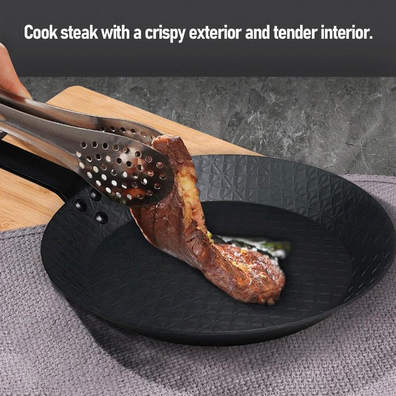 Carbon Steel Frying Pan 11 Inch Nonstick Skillet with Smokeless Design and Comfortable Grip - Even Heat Distribution for Steak, Fish, Eggs & Vegetables, Indoor & Outdoor Cook (24cm) - Image 5