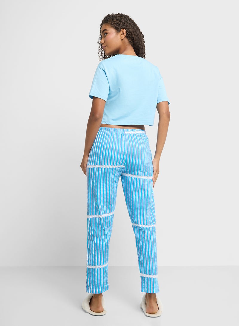 Ginger Cotton Graphic T-Shirt & Stripe Pyjama Set - Image 2