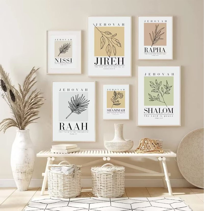 Baccone Bible Wall Art Print Set of 6 Christian Scripture Wall Art Decor Jehovah Jireh Rapha Shalom Shammah Nissi Raah Wall Art Bible Verse Poster Modern Minimalist for Living Room Bedroom 8x10 Inch UNFRAMED - Image 3