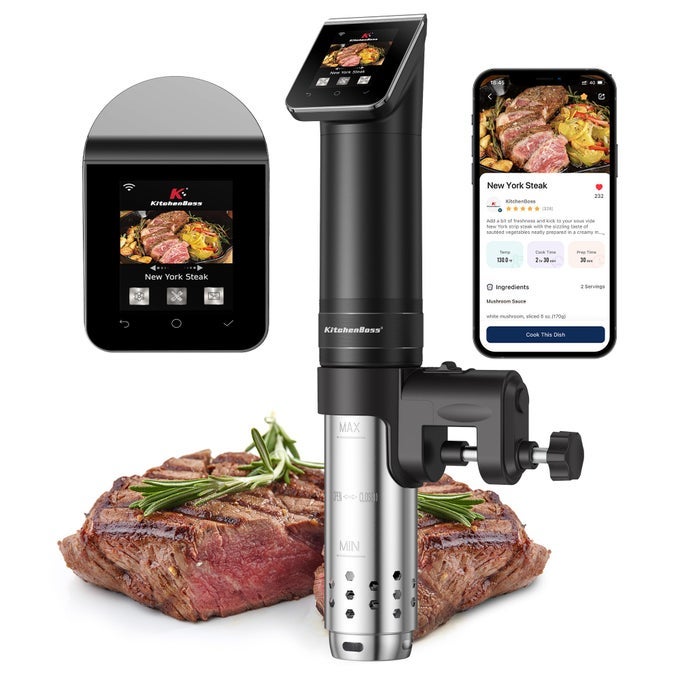 WIFI SOUS VIDE COOKER ULTRAQUIET SOUSVIDE COOKING MACHINE 1100 WATTS STAINLESS STEEL IMMERSION CIRCULATOR FOR KITCHEN WITH TFT PRESET RECIPES BLACK