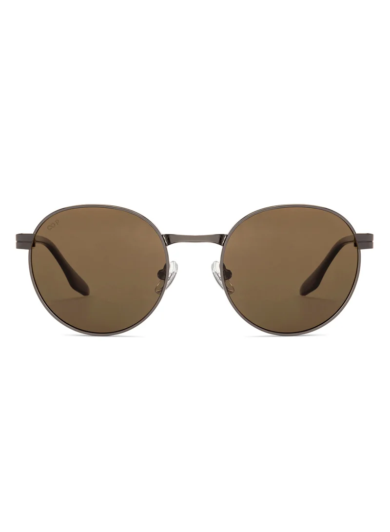 فينسينت تشيس Vincent Chase By Lenskart | Mid Gunmetal Brown Solid Full Rim Round | METAL CLASSICS | Branded Latest and Stylish Sunglasses | Polarized and 100% UV Protection (UV 400) | Unisex | Small | VC S17415
