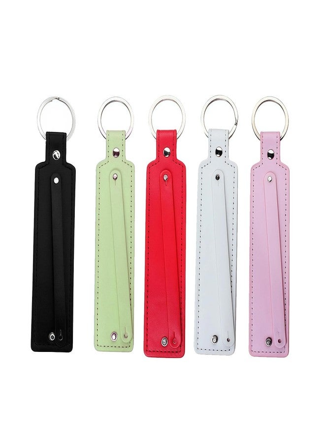 VANTOBEST 5 Pack Blank PU Leather Keychain with 8mm Belts for DIY Charms Letters Beads (Random Color) - Image 1