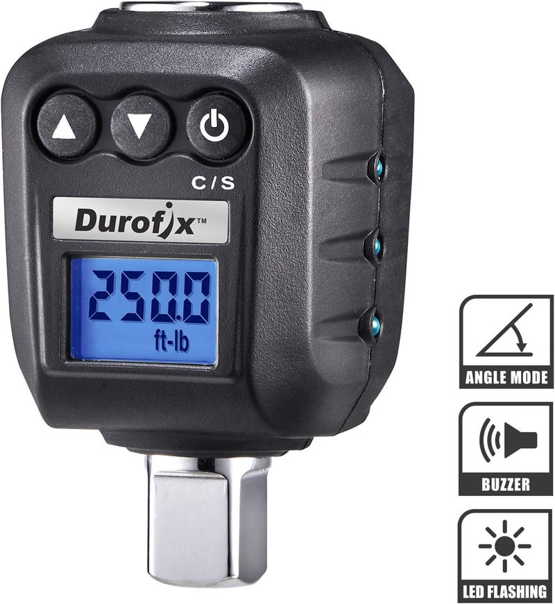 Durofix RM604-4A 1/2'' Digital Torque Adapter, 25-250 ft-lbs, Max 720° Rotation, Buzzer & LED Notification, ISO 6789 Certified with Calibration Certificate - Image 2