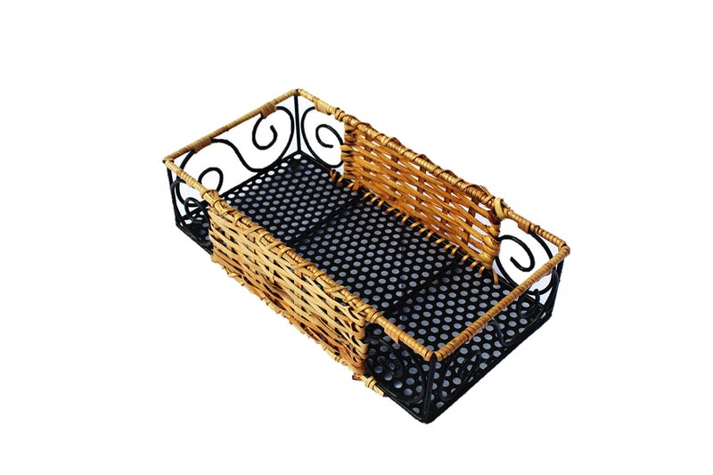 AKWAY Rectangle Wicker Multipurpose Holder Basket | Cane Towel Holder | home decoration (13 L x 6.5 W x 2.5 H INCHES, Brown) - Image 5
