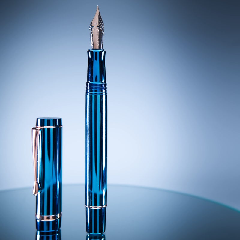 Conklin Duragraph Metal Fountain Pen PVD Blue - Medium Nib, Luxury Writing Instrument with Durable Blue Finish - Image 5